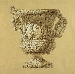 Stor kande vin. Sepia akvareltegning af Charles Nicholas Idiot (Charles-Nicolas Idiot (1789-1868), omkring 1834. af Unbekannt