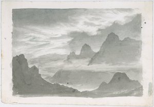 Lag af stratus, der omkranser bjergskråninger, ca. 1803-1811 af Unbekannter Künstler