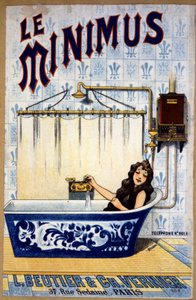 Le minimus badeværelse, ca. 1900 (illustration) af Unbekannter Künstler
