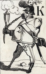Bogstav K Fritz Kreutzer. Indgravering i "ABC Les Images en Alphabet". Epinal billeddannelse. Pellerin og Cie, trykkeri-udgiver, Epinal, slutningen af 1800-tallet, ca. 1890. 10 sider. Mål: 19,5 x 13,5 cm af Unbekannt