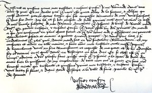 Brev fra kong Edward IV til Frans II, hertug af Bretagne, der beder om hjælp til genopretningen af hans rige, skrevet i Saint-Pol, 9. januar af Unbekannt