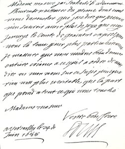 Brev fra Ludvig XIV til Maria af Modena, der lykønsker hende med fødslen af en prins, James Edward, Prince of Wales af Unbekannt