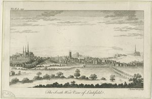 Lichfield - South West View: gravering, nd [c 1764] af Unbekannt