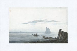 Let cumulus og stratus over et havindløb af Unbekannter Künstler