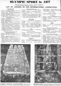 Liste over vindere af priser for arkitektur, kunst, skulptur, litteratur, drama og musik ved OL 1948 i London (litho) af Unbekannt