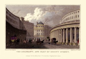Udsigt over London: The Quadrant og en del af Regent Street. af Unbekannter Künstler