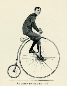 Mand rider på Penny-farthing af Unbekannter Künstler