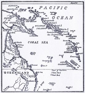 Kort over Melanesia af Unbekannt
