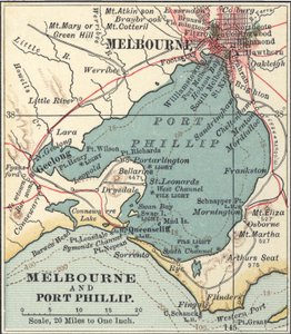 Kort over Melbourne, ca. 1900 (gravering) af Unbekannter Künstler