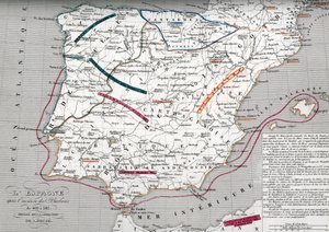 Kort over Spanien på det germanske Hispanias tid, 409-585 (Kort over Spanien på det germanske Hispanias tid) Stik fra "Atlas Universel" af Houze af Unbekannter Künstler
