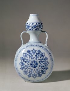 Ming blå og hvid pilgrimsflaske, Hsuan Te mark (1426-35) af Unbekannt