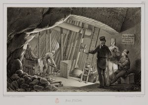 Minedrift, metalmalm tankstation i en mine, c 1851 af Unbekannt