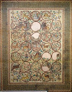 Mosaik af Quabr Hiram fra gulvet i det centrale skib i St. Christopher-kirken, 575 (mosaik) af Unbekannt