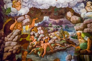 Manierismens mest berømte fresko: Giulio Romanos illusion opfinder en kuppel og opløser rummets arkitektur i giganternes fald, Giants Hall af Unbekannter Künstler