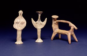 Mykensk gruppe: To Phi-figurer, en vogn med en rytter under en parasol af Unbekannt