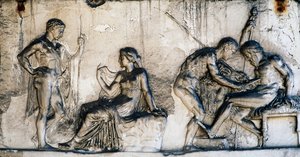 Myth of Telephus, House of Relief of Telephus, Herculaneum, Campania, Italien, romersk civilisation