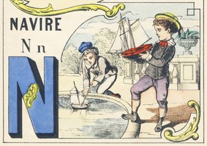 N: skib - Spilalfabet, ca. 1890 (illustration) af Unbekannt