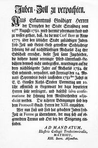 Meddelelse fra Strasbourgs styrende organ for de tretten (Tredecim Viri) om en offentlig auktion over retten til at opkræve 