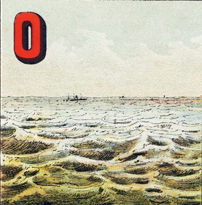 O: Havet. Umålelig flade af vand, der omgiver Jorden. Havvand er salt; manden kan ikke drikke det - Gravering udtrukket fra Geografisk alfabet. Guerin-Muller et Cie, forlag, Paris af Unbekannt