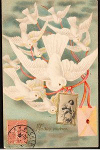 Gammelt postkort/Amities sinceres/Dove af Unbekannt