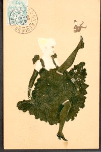 Gammelt postkort/fransk Cancan/Woman of the Belle Epoque af William M. Timlin