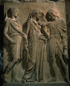 Orpheus, Eurydice og Hermes (marmor) af Unbekannt