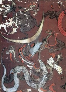 Maleri af Månen og en drage, Kina, tidligt 1. århundrede f.Kr af Unbekannt