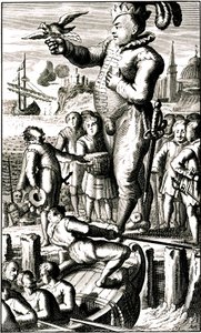 Pantagruel sender nyheder til Gargantua ved hjælp af en brevdue (Rabelais)