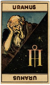 Paranormalt. Astrologi. Uranus (planet). Astrologikort fra: Le Tarot Astrologique (Astrologisk Tarot), af Georges Muchery, Frankrig af Unbekannter Künstler