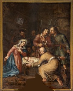 Sognekirke (Schendelbeke, sognekirke Sint-Amandus). Maleri. af Unbekannter Künstler
