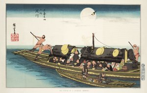 "Passagerer og besætning ombord på en lille båd, ca 1853-1856 af Unbekannt