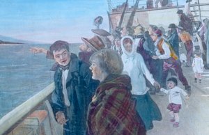 Matkustajat höyryaluksen kannella af Unbekannter Künstler