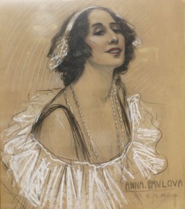 Pasteltegning af den russiske balletdanserinde Anna Pavlova i London Jewish Cultural Centre, London, Storbritannien. af Unbekannt
