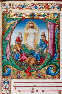Piccolomini Bibliotek: korbog, torsk. 29.13, ff. 30r med "Transfiguration", af florentinsk illuminator. Detalje. af Unbekannter Künstler