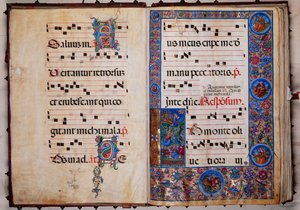 Piccolomini Bibliotek: korbog, torsk. 8-H, ff. 1v-2r med "Kristus i Getsemane Have", af Bernardino Cignoni. af Unbekannter Künstler