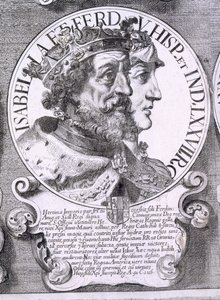 Portræt af Isabella I og Ferdinand V af Castilien (litho) af Unbekannt