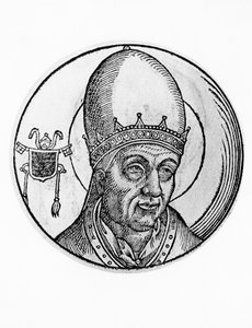Portræt af Johannes III (død 574), 61. pave i den katolske kirke fra 561, gravering af William M. Timlin