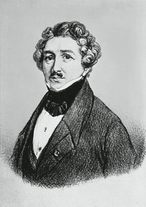 Portræt af Louis-Jacques-Mande Daguerre (1787-1851), fransk kunstner, fysiker og kemiker, anerkendt for sin opfindelse af fotoprocessen daguerreotypi