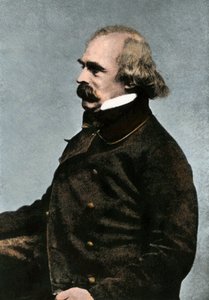 Portræt af Nathaniel Hawthorne (1804-1864), amerikansk forfatter, ca. 1862 eller 1863 - Colorisee-fotografi 19. århundrede - (Nathaniel Hawthorne, ca. 1862 eller 1863 - Håndkoloreret halvtonereproduktion af et foto taget i Boston) af Unbekannter Künstler