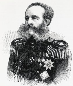 Portræt af prins Dmitrij Ivanovich Sviatopolk-Mirsky (1825-1899), russisk general, gravering af William M. Timlin