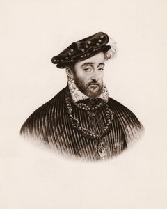 Portræt af den franske konge Henrik II (1519-1559) Stik fra det 19. århundrede af Unbekannter Künstler