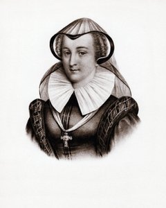 Portræt af dronningen af Frankrig Marie Stuart (Marie Iere af Skotland) (1542-1587). Kobberstik fra det 19. århundrede af Unbekannter Künstler