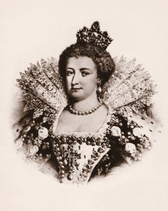 Portræt af dronningen af Frankrig Marie de Medicis (1576-1642) Stik fra det 19. århundrede af Unbekannter Künstler