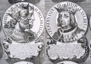 Portrætter af Berengaria af Castilla og Ferdinand III af Castilla (litho) af Unbekannt