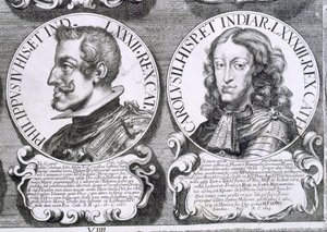 Portrætter af Philip IV og Charles II (litho) af Unbekannt