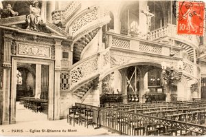 Postkort/kirken Saint Etienne du Mont, le jube/Paris/Seine/Ile de France/Frankrig af William M. Timlin