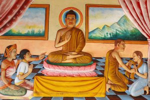 Preah Prom Rath Monasterylife fra Buddhabuddha og hans søn Rahula, Siem Reap, Cambodja af Unbekannt