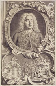 RM 7.f.5 George Frederick Handel (1685-1759), frontispice til "Israel in Egypt", graveret af Jacobus Houbraken (1698-1780) af Unbekannter Künstler