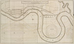 Ralph Walkers foreslåede plan for Wet Docks i Wapping, London af Unbekannt