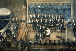 Modtagelse af en murer i en loge, ca. 1820 (akvarel) af Unbekannter Künstler